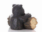 Bear Gone Fishing Statue - Black/ Brown