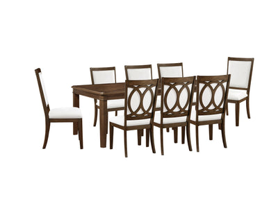 Spice 9-Piece Extendable Dining Set - Dark Cherry, Beige