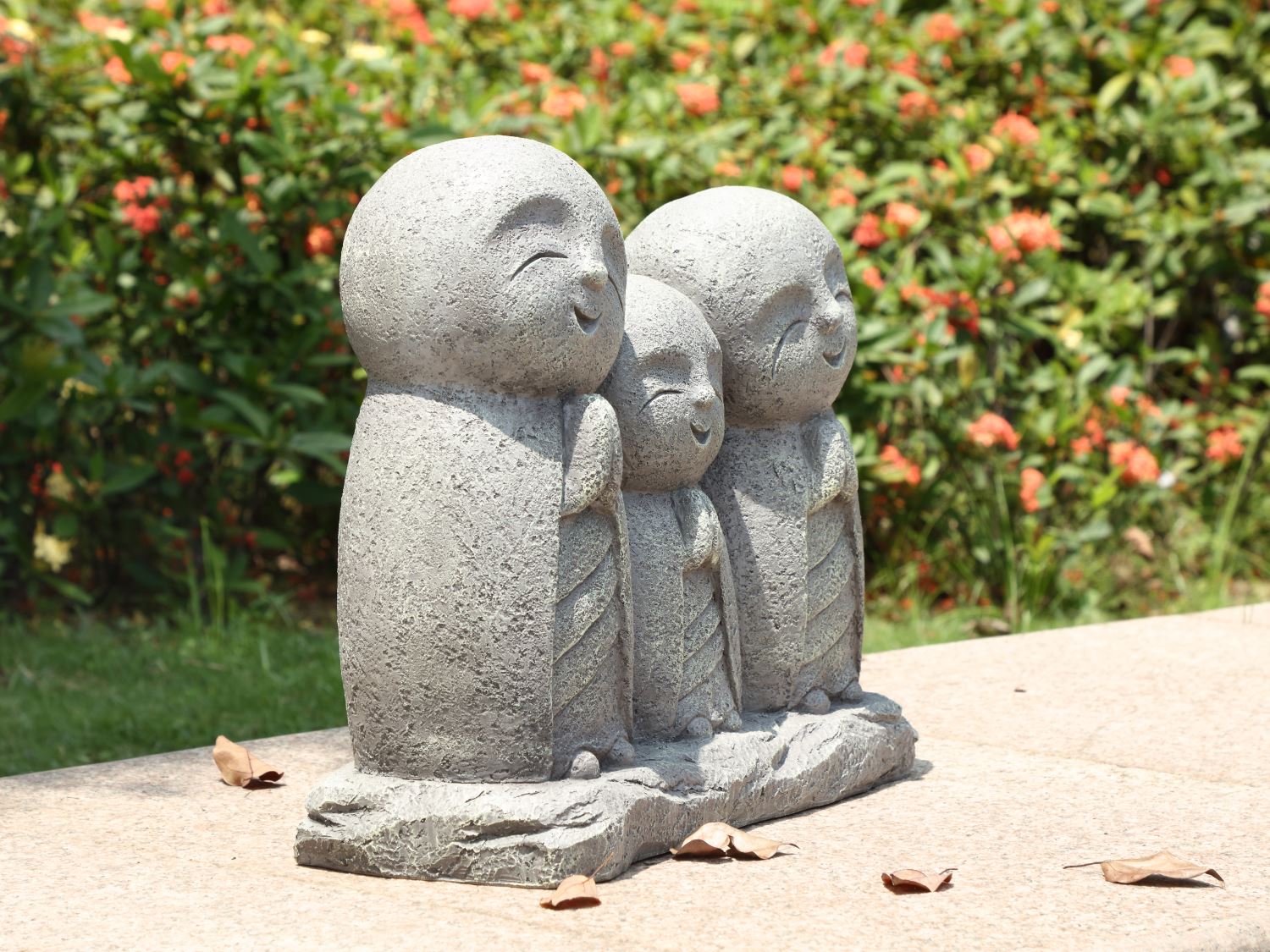 Lucky Jizo Family Indoor/Outdoor Statue - Grey