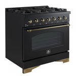 Forno Antico 36" Black Dual Fuel Range (4.5 Cu. Ft.) - FFSGS6113-36BLK