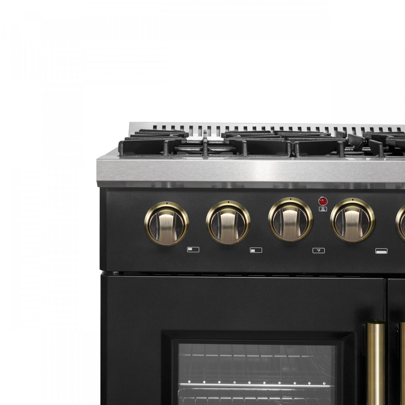 Forno Galiano 36" Black French Door Dual Fuel Range with True Convection (5.36 Cu. Ft.) - FFSGS6356-36BLK