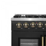 Forno Galiano 36" Black French Door Dual Fuel Range with True Convection (5.36 Cu. Ft.) - FFSGS6356-36BLK