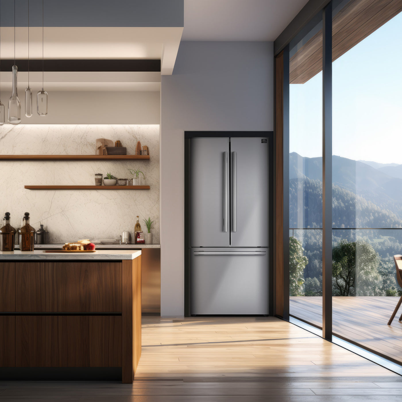 Forno Premium Stainless Steel Kitchen Package with French Door Refrigerator and Gas Range - FBDL-020-01-CAUS