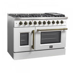 Forno Galiano 48" White Freestanding French Door Double Oven Gas Range (6.58 Cu. Ft.) - FFSGS6444-48WHT