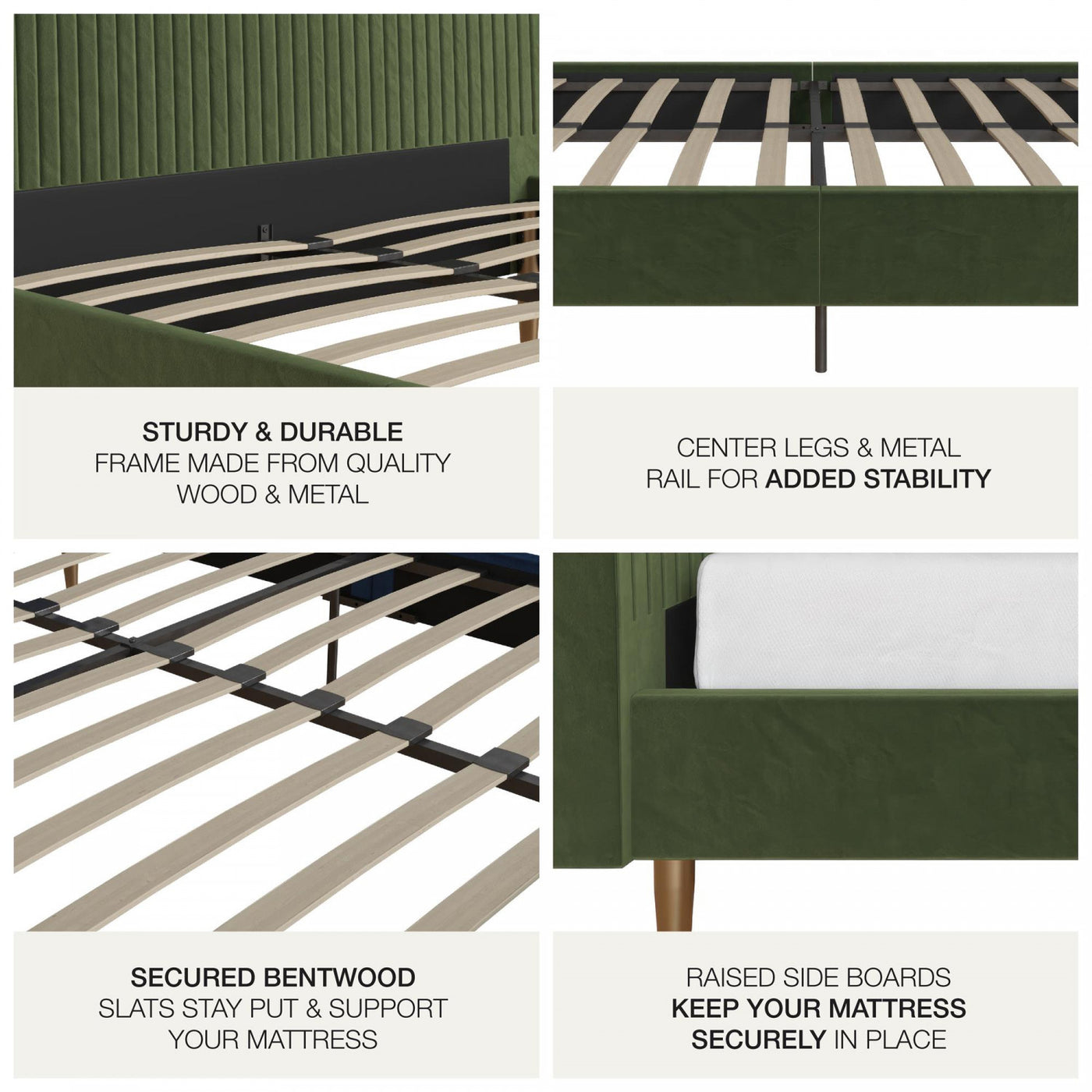 Daphne Upholstered Full Bed - Olive Green Velvet
