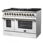 Forno Galiano 48" White Freestanding Dual Fuel Double Oven Range (6.58 Cu. Ft.) - FFSGS6156-48WHT