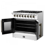 Forno Galiano 36" White French Door Dual Fuel Range with True Convection (5.36 Cu. Ft.) - FFSGS6356-36WHT