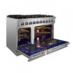 Forno Massimo 48" Stainless Steel Freestanding Double Oven Gas Range with Air Fry (6.58 Cu. Ft.) - FFSGS6239-48