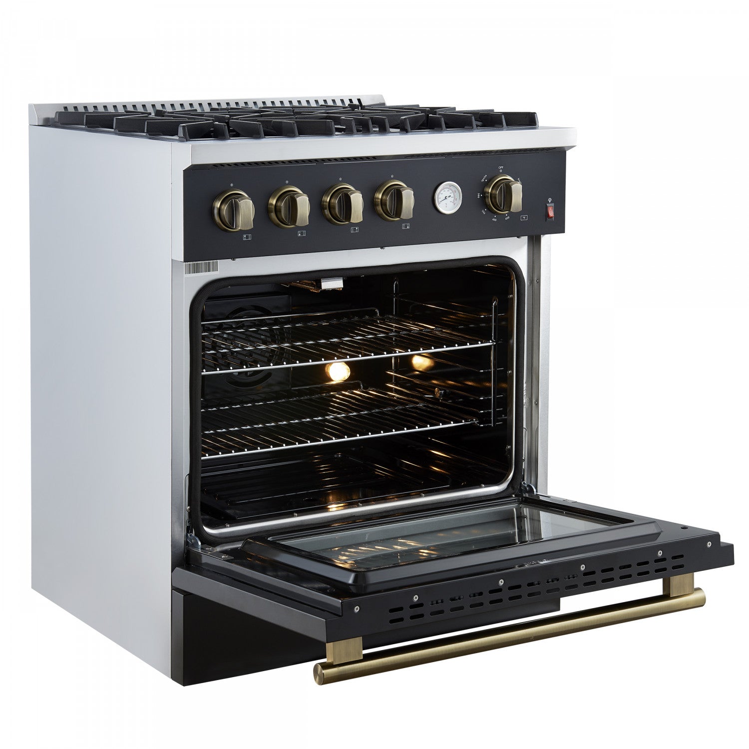 Forno Marco 30" Black Freestanding Gas Range (4.32 Cu. Ft.) - FFSGS6277-30BLK