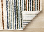 Nora Casual Contemporary Striped Area Rug - Cream Blue Yellow - 5' X 8'