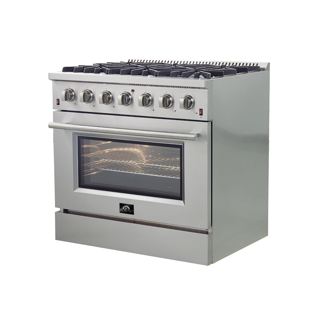 Forno Galiano 36" Stainless Steel Freestanding Gas Range (5.36 Cu. Ft.) - FFSGS6244-36