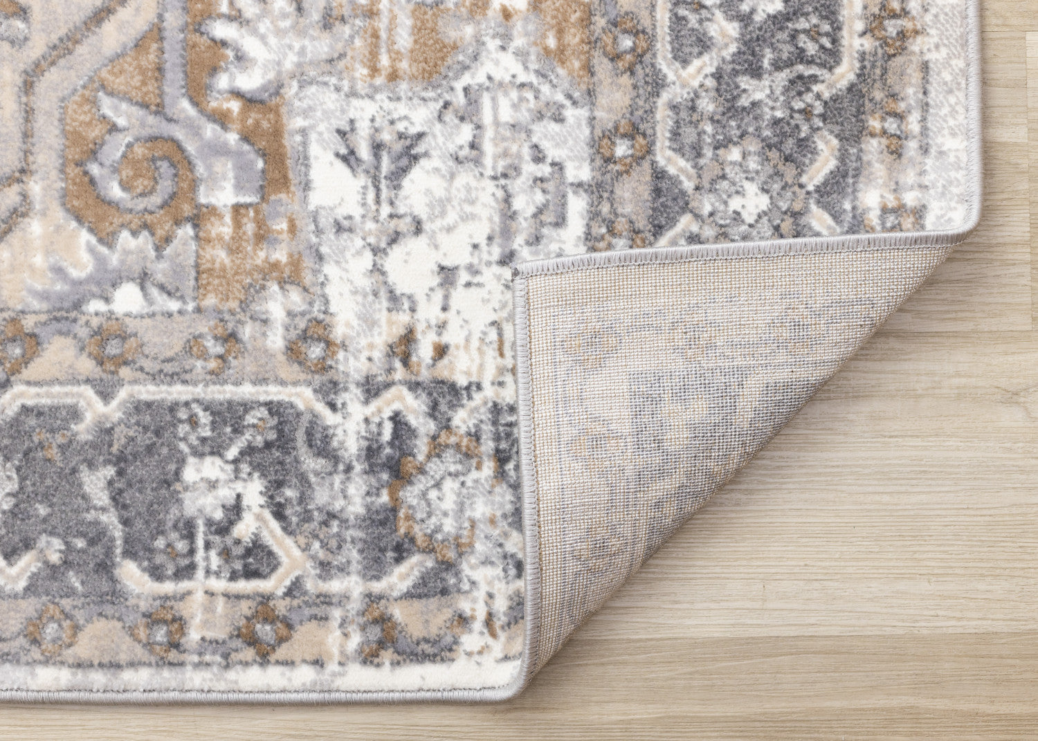 Elegant Traditional Area Rug - Grey Brown - 8' X 11'