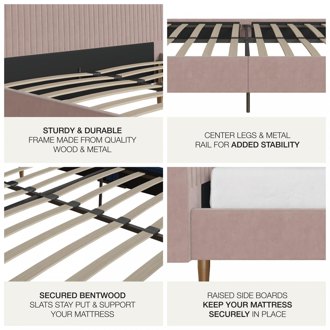 Daphne Upholstered Full Bed - Blush Velvet