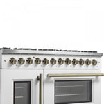 Forno Galiano 48" White French Door Freestanding Dual Fuel Double Oven Range (6.58 Cu. Ft.) - FFSGS6356-48WHT