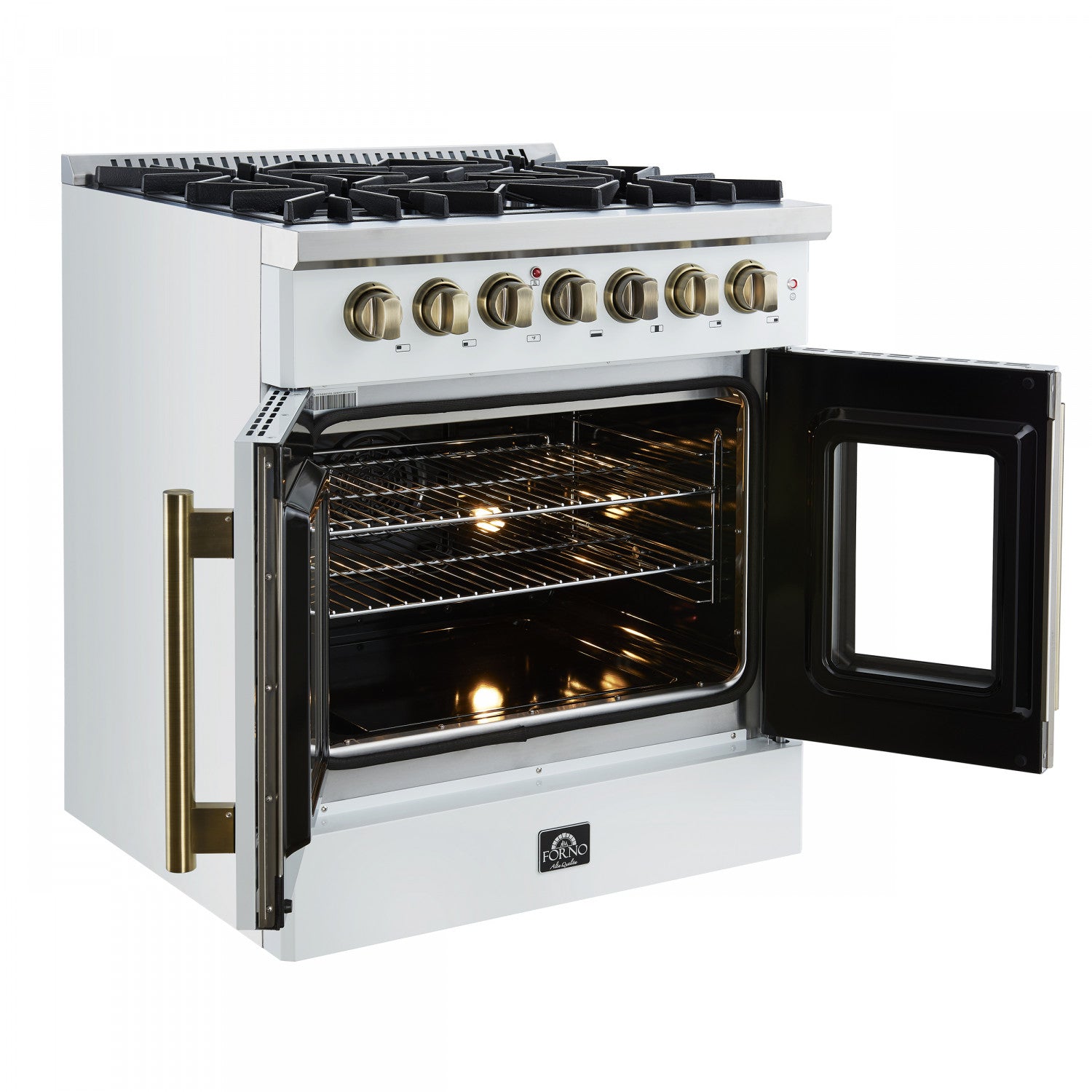 Forno Galiano 30" White French Door Dual Fuel Range With True Convection (4.32 Cu. Ft.) - FFSGS6356-30WHT