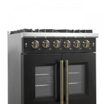 Forno Galiano 30" Black French Door Freestanding Gas Range (4.32 Cu. Ft.) - FFSGS6444-30BLK
