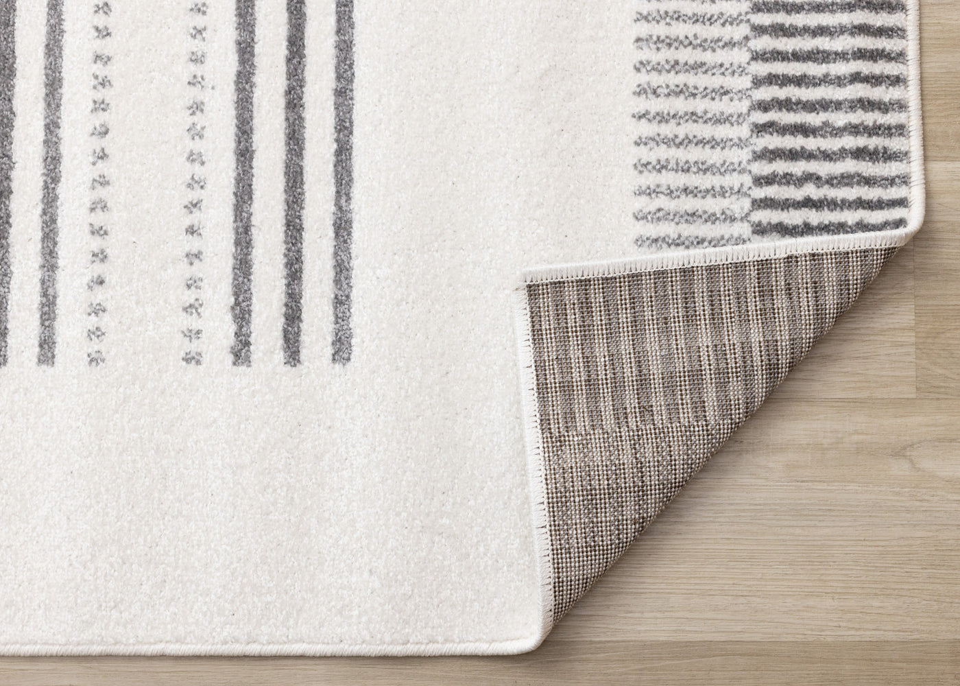 Claremont Sleek Modern Lines Area Rug - White Grey - 7' X 10'