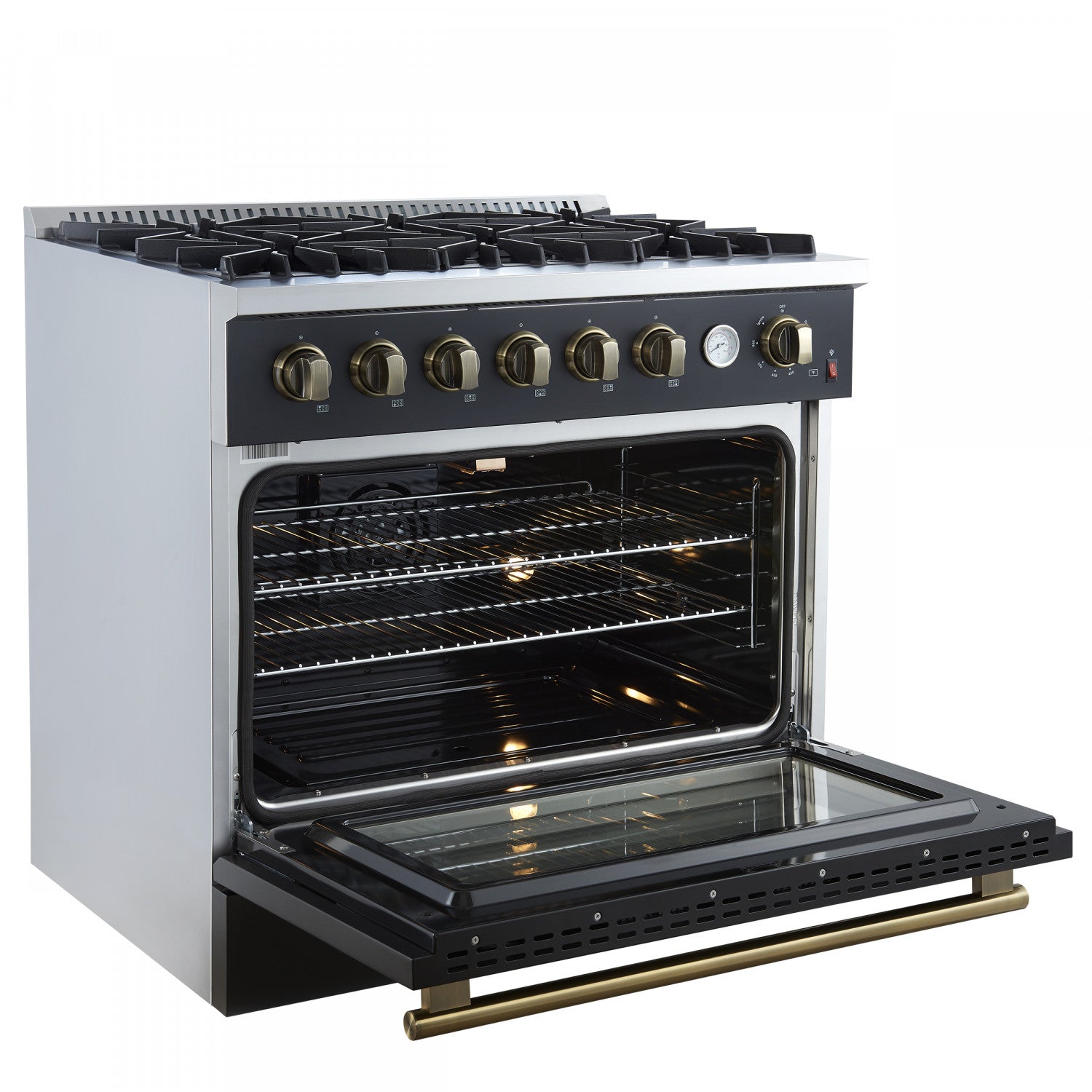 Forno Marco 36" Black Freestanding Gas Range (5.36 Cu. Ft.) - FFSGS6277-36BLK