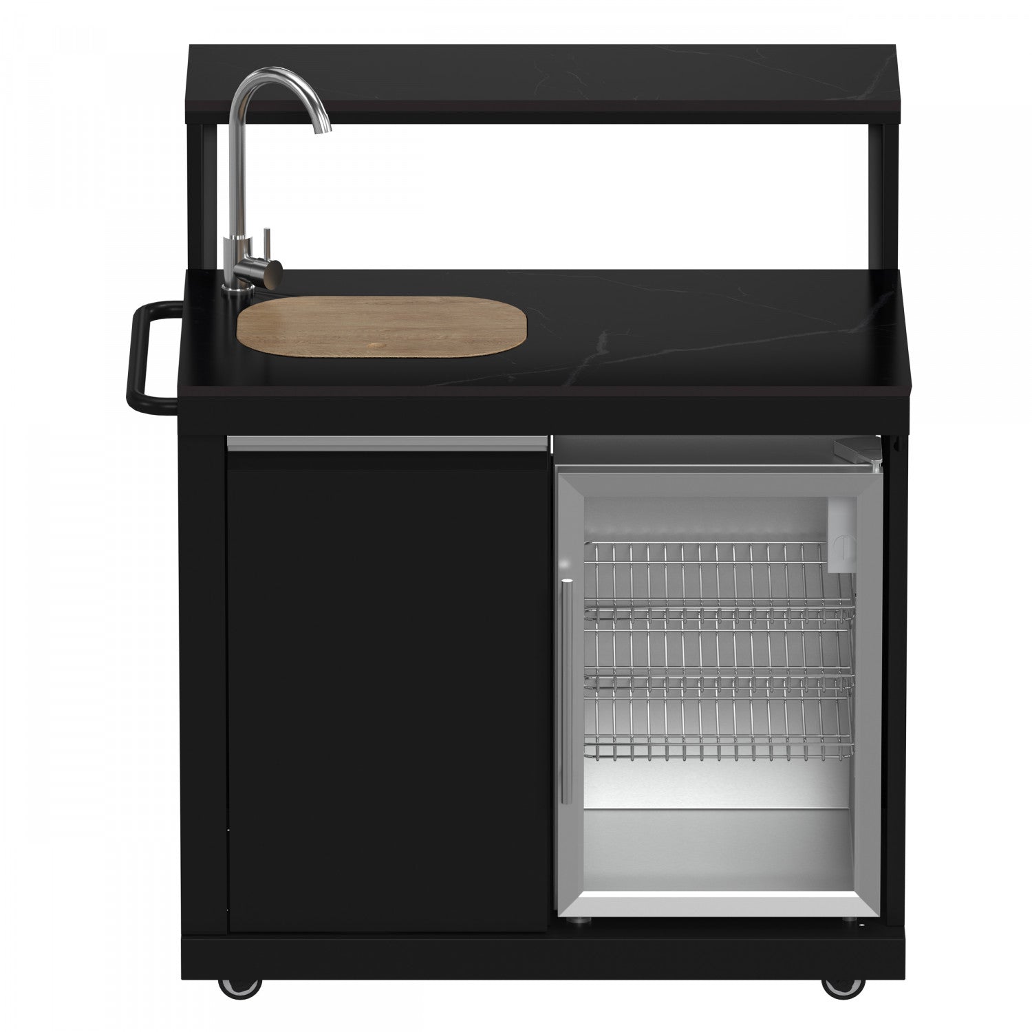 Forno All'Aperto Black Countertop Outdoor Kitchen with 86,600 BTU BBQ, 24" Plancha and 18" Pizza Oven - FODKT2568BLK