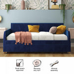 Daphne Upholstered Twin Daybed with Twin Trundle - Blue Velvet