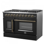 Forno Galiano 48" Black Freestanding French Door Double Oven Gas Range (6.58 Cu. Ft.) - FFSGS6444-48BLK