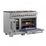 Forno Capriasca 48" Stainless Steel Freestanding Dual Fuel Double Oven Range with Air Fry (6.58 Cu. Ft.) - FFSGS6387-48