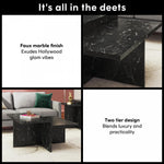 Brielle Two-Tiered Coffee Table - Faux Black Marble