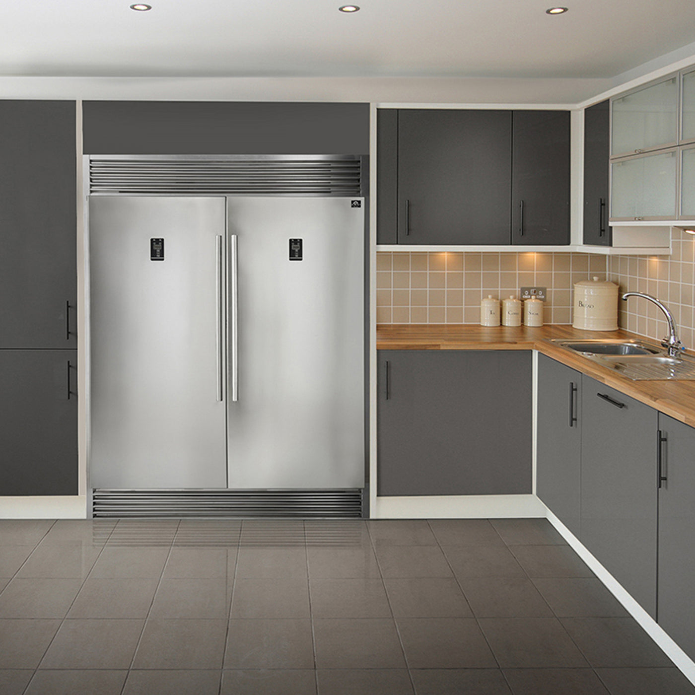 Forno Premium Stainless Steel Kitchen Package with 48" Gas Range and 56" Convertible Refrigerator/Freezer - FBDL-005-01CAUS