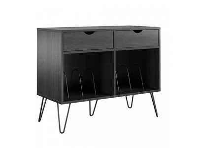 Concord Turntable Stand with Drawers - Black Oak