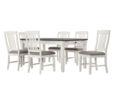 Vespera 7-Piece Dining Set - Brownish Grey, White