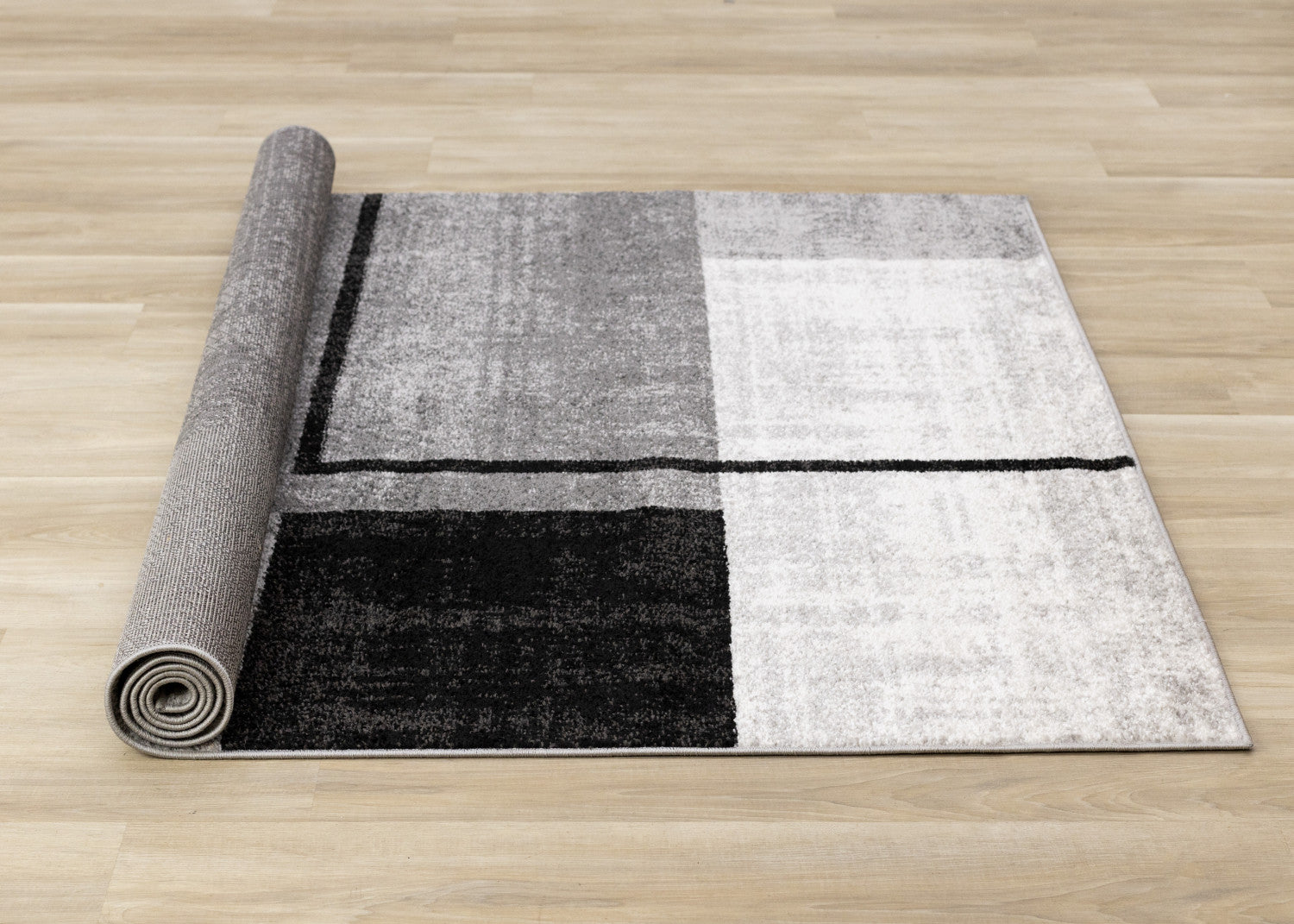 Elise Modern Geometric Area Rug - Grey Black White - 8' X 11'