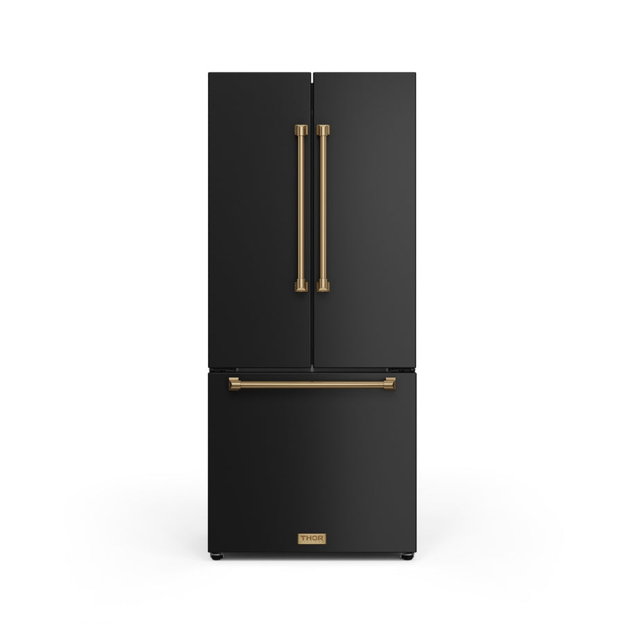 Thor Kitchen - Gordon Ramsay Collection 30" 17.5 Cu. Ft. Matte Black Counter-Depth French Door Refrigerator with Ice Maker - RF3017FFD00-BRZ