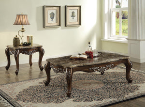 Earthen End Table - Marble and Antique Oak