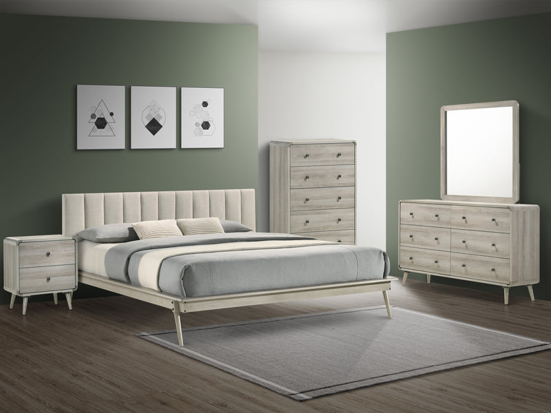 Kaiya 3Piece King Upholstered Bed Antique Grey Leon's