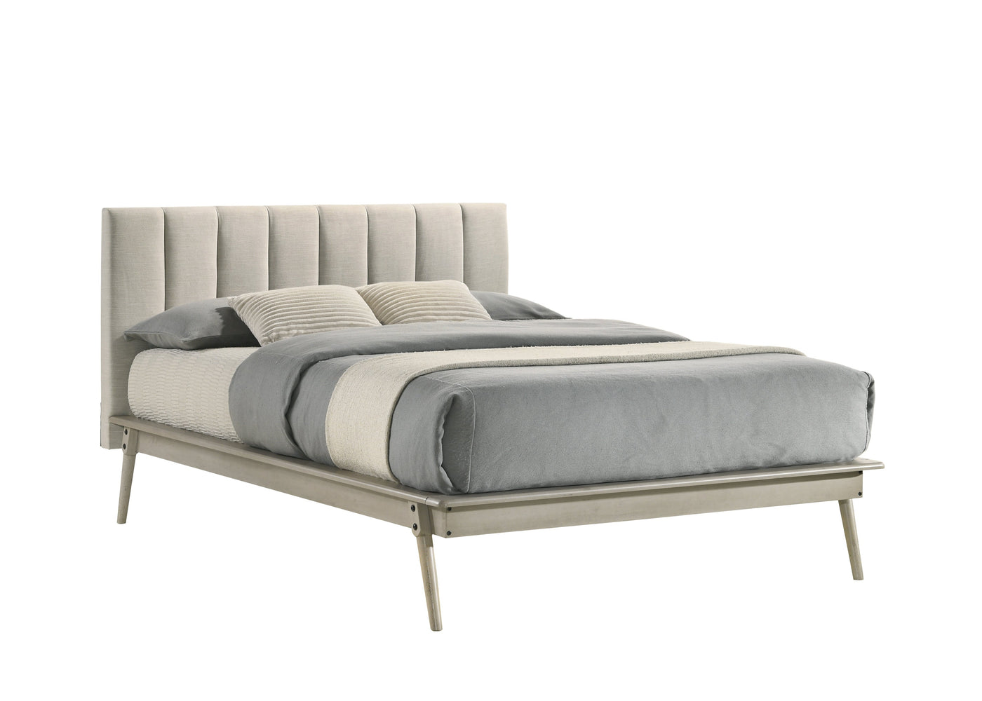 Kaiya 5-Piece Full Upholstered Bedroom Package - Antique Grey