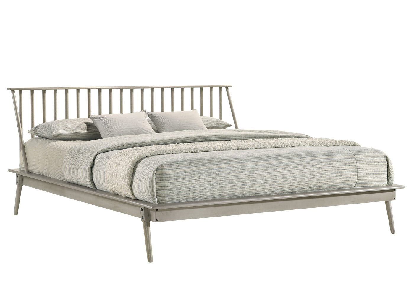 Kaiya 3-Piece King Spindle Bed - Antique Grey