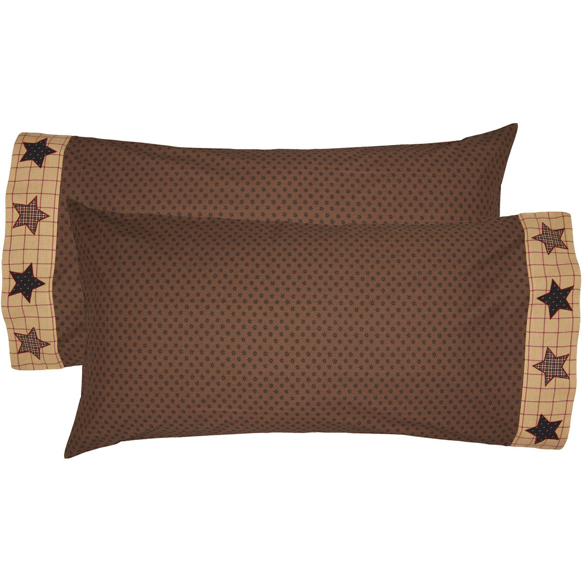 Malta King Pillow Case - Barn Red/Chocolate Brown - Set of 2