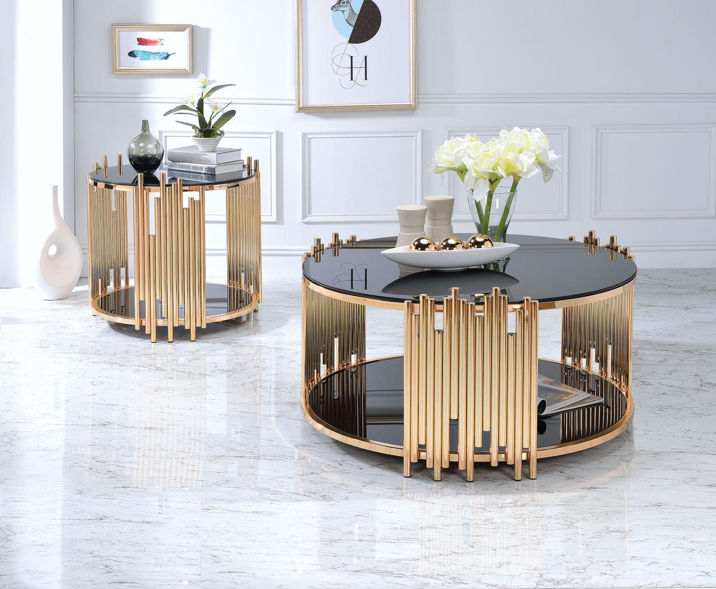 Dais Tempered Glass Coffee Table - Gold