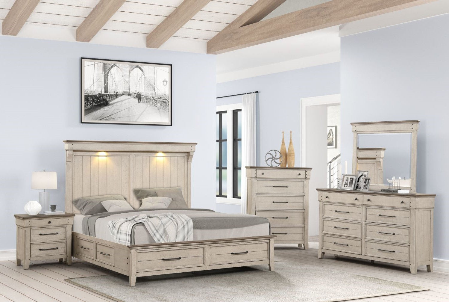 Bungalow 8 Drawer Dresser - Brown, Light Grey