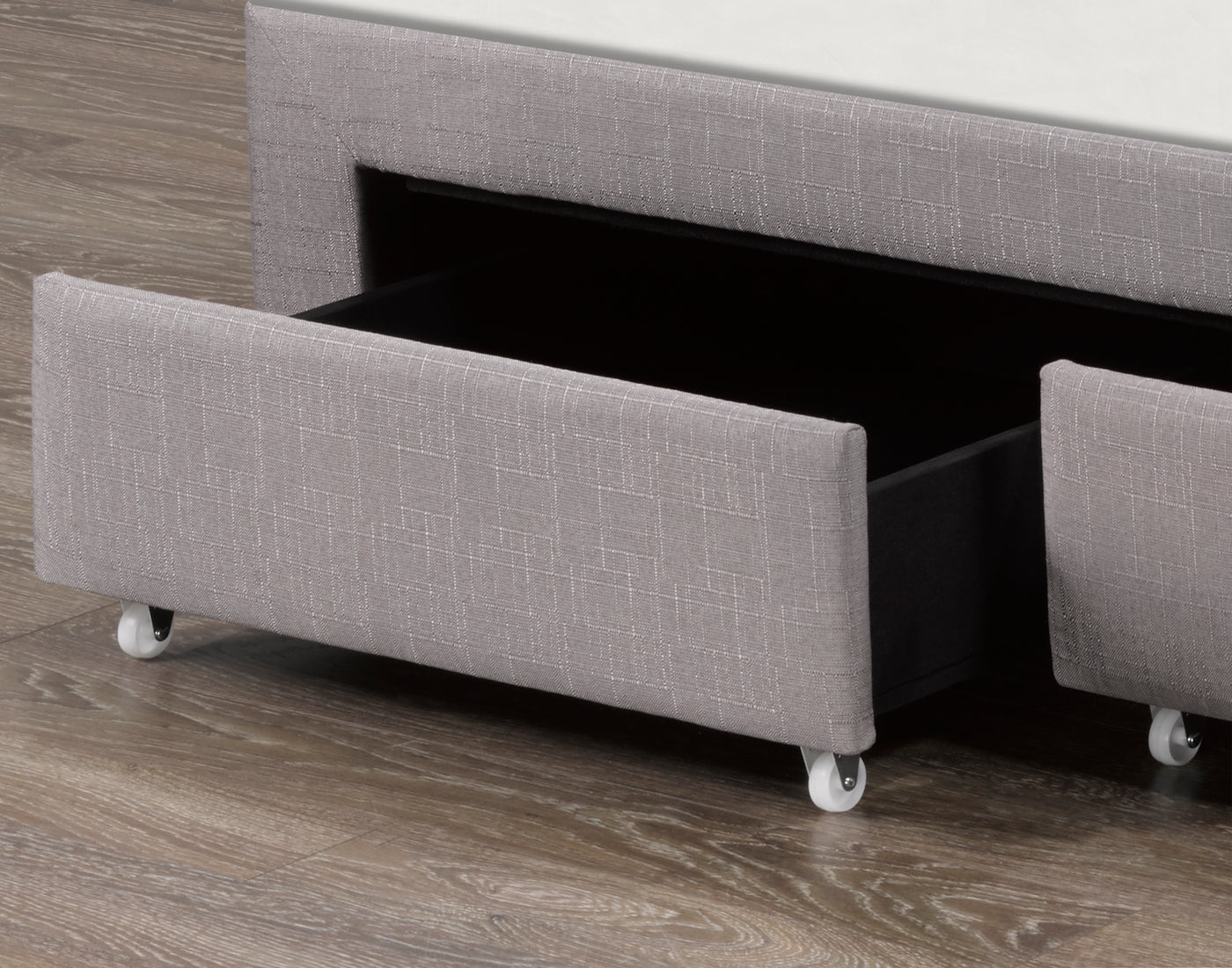 Brent Full Platform Bed Base With Drawers- Grey