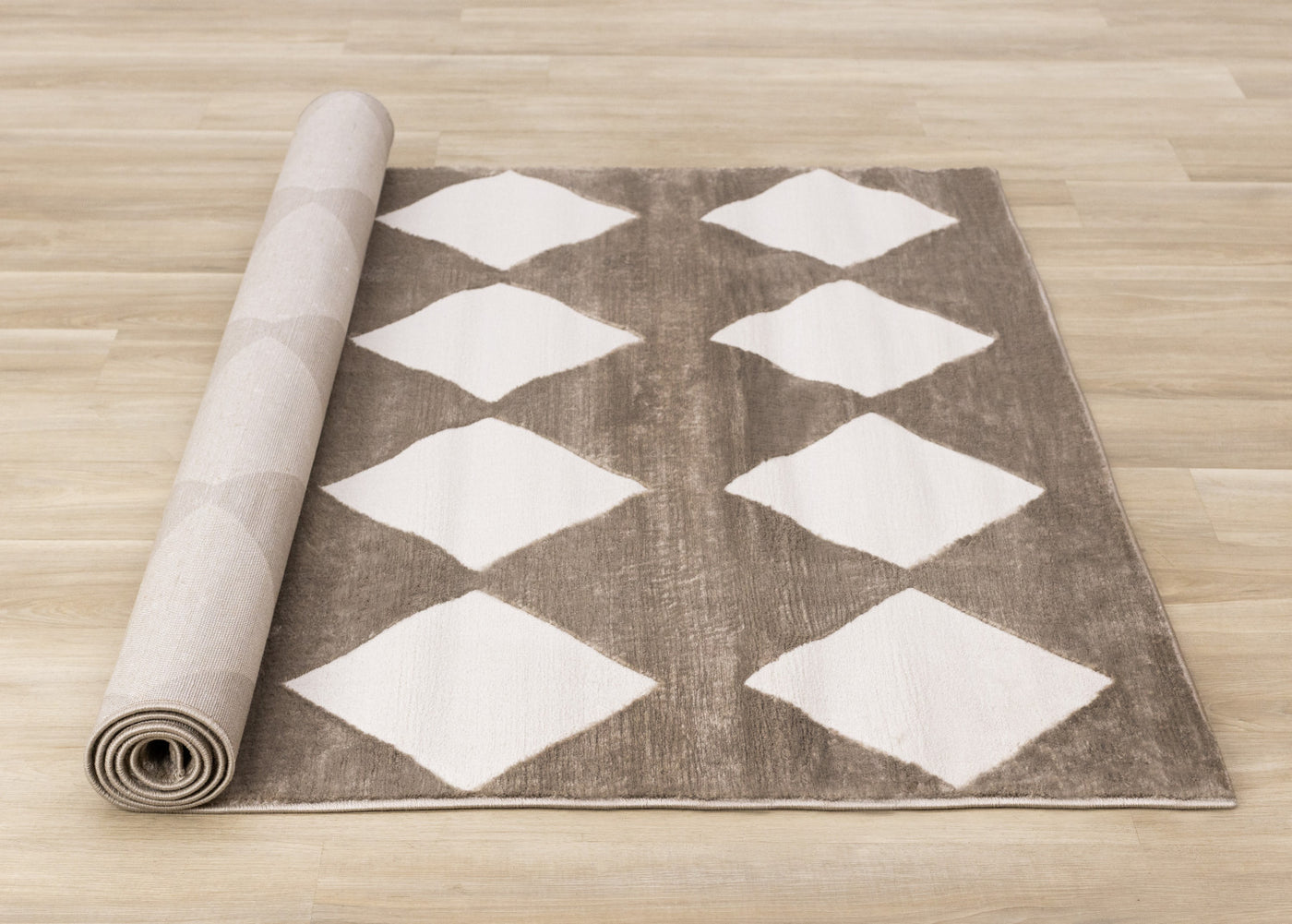 Logan Modern Diamonds Area Rug - Brown Cream - 7' X 10'