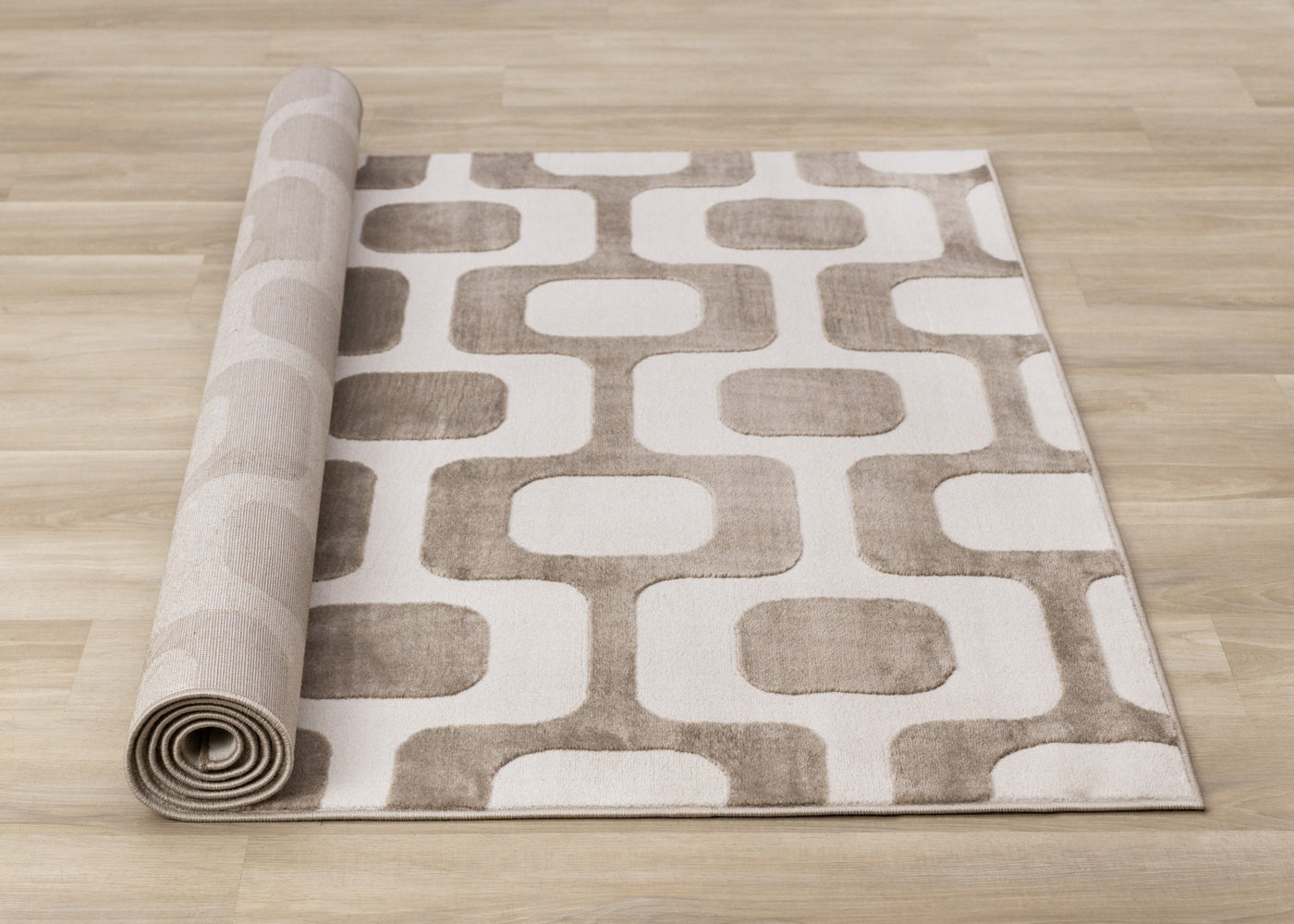 Logan Modern Vintage Area Rug - Brown Cream - 7' X 10'