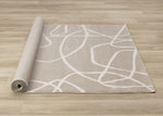Logan Contemporary Swirls Area Rug - Beige Cream - 5' X 8'
