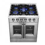 Forno Galiano 30" Stainless Steel French Door Freestanding Gas Range (4.32 Cu. Ft.) - FFSGS6444-30