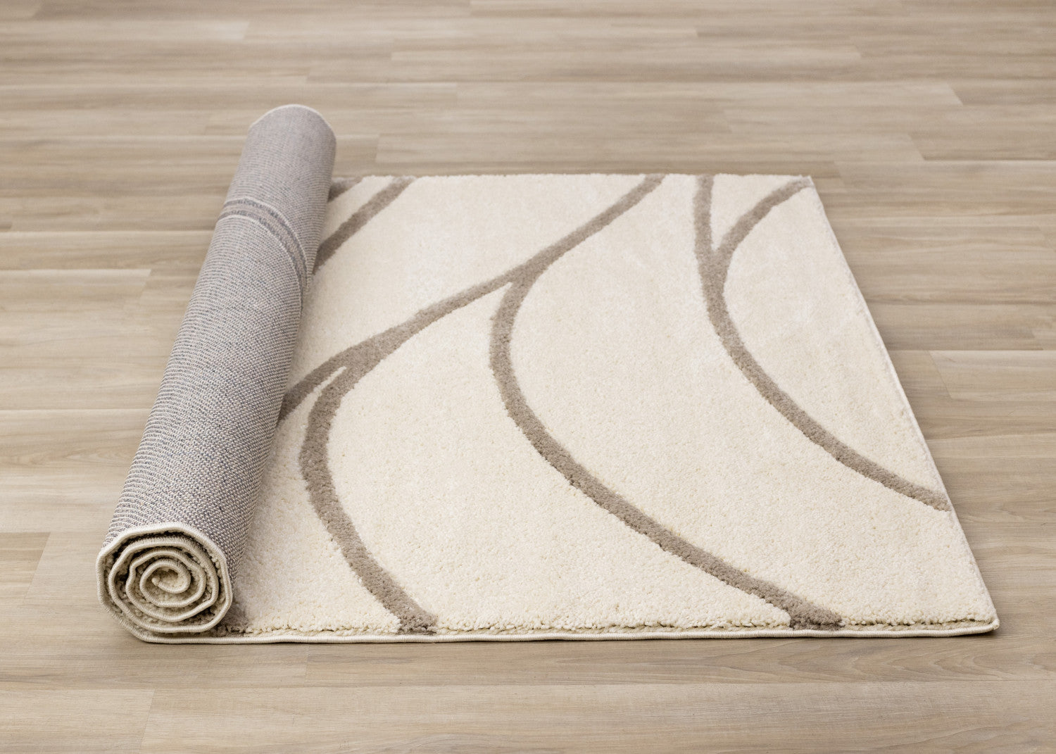 Palace Modern Curves Area Rug - 5' X 8' - Cream/Taupe