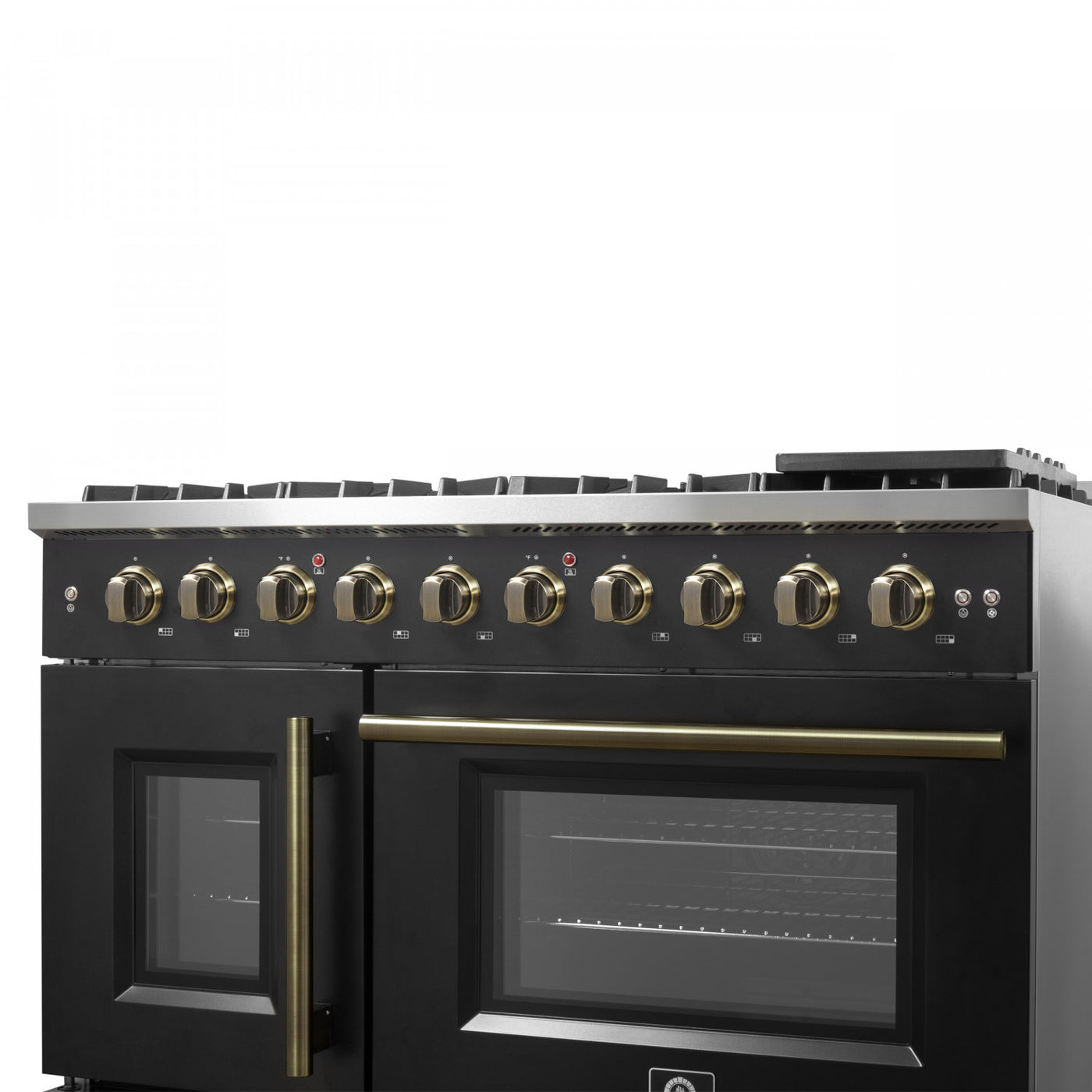 Forno Galiano 48" Black Freestanding French Door Double Oven Gas Range (6.58 Cu. Ft.) - FFSGS6444-48BLK