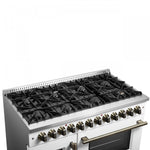 Forno Galiano 48" White French Door Freestanding Dual Fuel Double Oven Range (6.58 Cu. Ft.) - FFSGS6356-48WHT