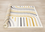 Functional Modern Curves Area Rug - Cream Yellow - 8' X 11'