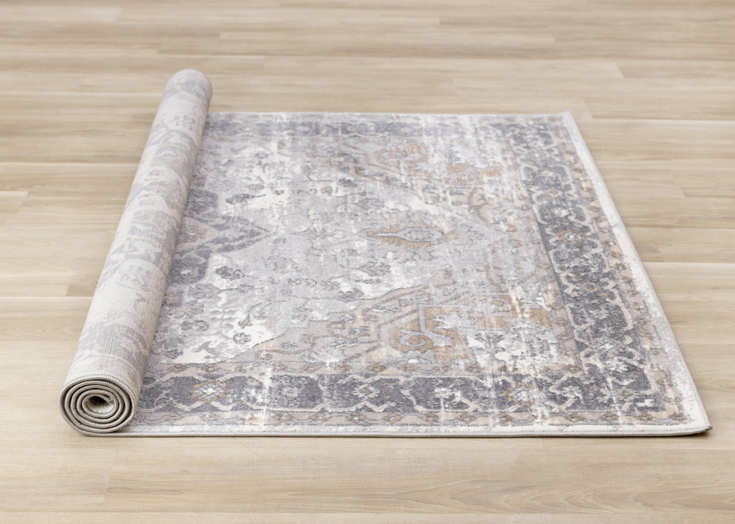 Elegant Traditional Area Rug - Grey Brown - 7' X 10'