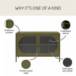Luna Wide 2-Door Accent Cabinet with Fluted Glass - Olive Green